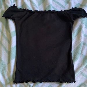 Off the shoulder ruffle shirt